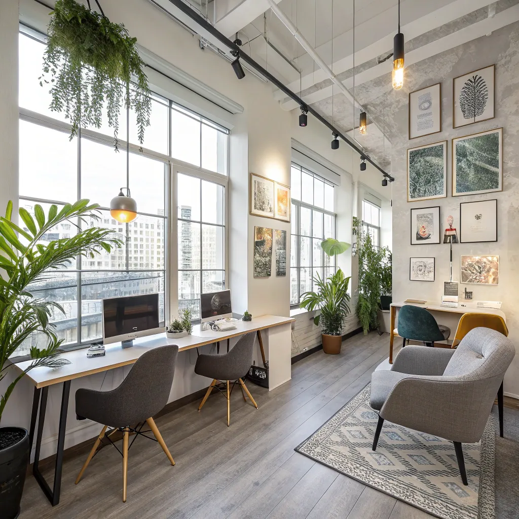 Stylish coworking space interior